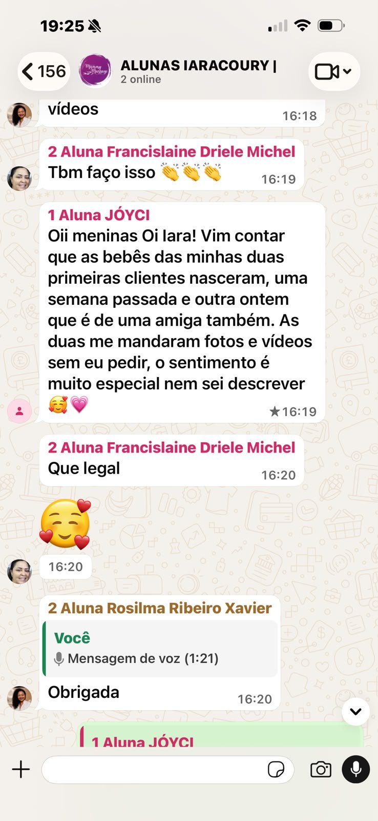 Mensagem de cliente satisfeita